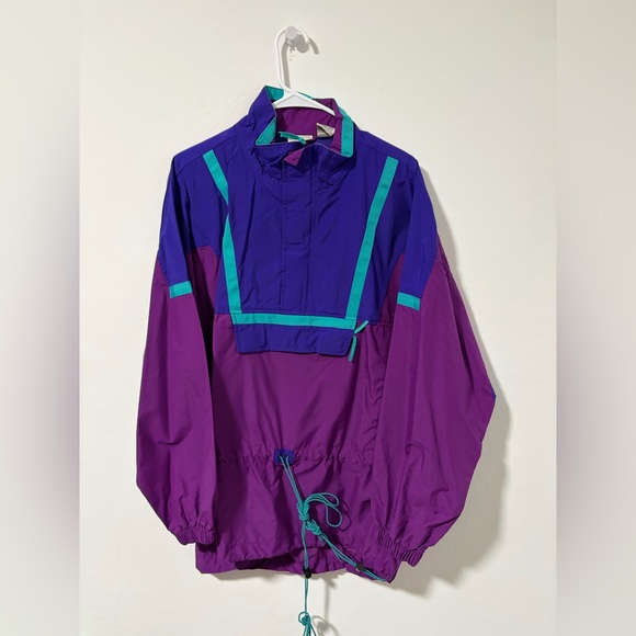 L.L. Bean Other - Vintage LL Bean Retro 90s Windbreaker Jacket Anorak Purple / Blue / Teal Large